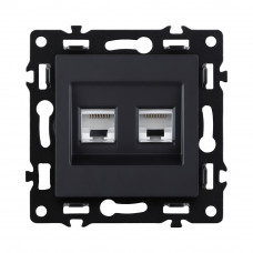 Розетка двойная Ethernet RJ45 Cat.6, черный Kollinger Asthetik AS-018BK