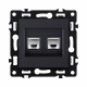 Розетка двойная Ethernet RJ45 Cat.6, черный Kollinger Asthetik AS-018BK