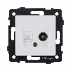 Розетка двойная TV (мама) + RJ45 Cat.6, белый матовый Kollinger REA-021WM для Aspekt, Eleganz, Reflex