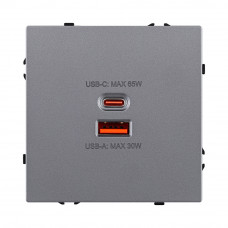 Розетка USB A+C 65W, серый Kollinger Eclipse EC-024GY