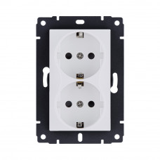 Розетка штепсельная SCHUKO двойная 16A/250 В, белый матовый Kollinger REA-032WM для Aspekt, Eleganz, Reflex