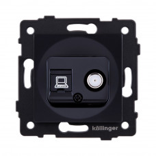 Розетка двойная спутниковая SAT + RJ45 Cat.6, черный Kollinger REA-022BK для Aspekt, Eleganz, Reflex
