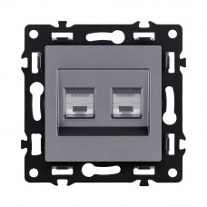 Розетка двойная Ethernet RJ45 Cat.6, серый Kollinger Asthetik AS-018GY