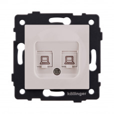 Розетка двойная Ethernet RJ45 Cat.6, кашемир матовый Kollinger REA-019CM для Aspekt, Eleganz, Reflex