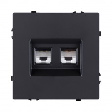 Розетка двойная Ethernet RJ45 Cat.6, черный матовый Kollinger Eclipse EC-018BK