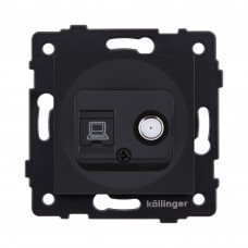 Розетка двойная спутниковая SAT + RJ45 Cat.6, черный матовый Kollinger REA-022BM для Aspekt, Eleganz, Reflex