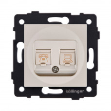 Розетка двойная RJ11 + RJ45 Cat.6, золотой Kollinger REA-011GD для Aspekt, Eleganz, Reflex