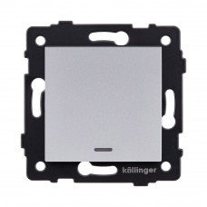 Выключатель 1-клавишный проходной 10А/250В с LED подсветкой, серый Kollinger REA-S-004GY для Aspekt, Eleganz, Reflex