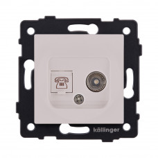 Розетка двойная TV (мама) + телефонная розетка RJ11, кашемир матовый Kollinger REA-013CM для Aspekt, Eleganz, Reflex
