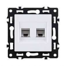 Розетка двойная Ethernet RJ45 Cat.6, белый Kollinger Asthetik AS-018WH