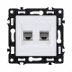 Розетка двойная Ethernet RJ45 Cat.6, белый Kollinger Asthetik AS-018WH