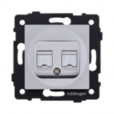Розетка двойная Ethernet RJ45 Cat.6, серый Kollinger REA-019GY для Aspekt, Eleganz, Reflex