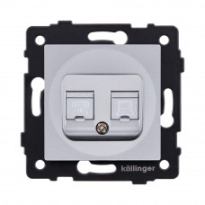 Розетка двойная RJ11 + RJ45 Cat.6, серый Kollinger REA-011GY для Aspekt, Eleganz, Reflex