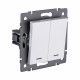 Выключатель кнопочный 2-клавишный 10А/250В с LED подсветкой, белый Kollinger REA-S-014WH для Aspekt, Eleganz, Reflex