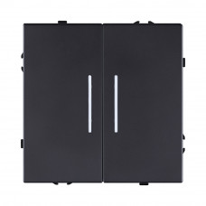 Выключатель 2-клавишный 10А/250В с LED подсветкой, черный матовый Kollinger Eclipse EC-010BK