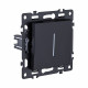 Выключатель 1-клавишный проходной 10А/250В с LED подсветкой, черный Kollinger Asthetik AS-008BK