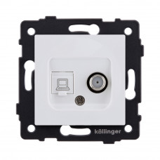 Розетка двойная спутниковая SAT + RJ45 Cat.6, белый матовый Kollinger REA-014WM для Aspekt, Eleganz, Reflex