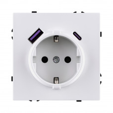 Розетка штепсельная SCHUKO 16A/250 В с USB A+C 20W, белый глянцевый Kollinger Eclipse EC-016WG