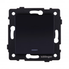 Выключатель 1-клавишный проходной 10А/250В с LED подсветкой, изогнутый, черный Kollinger REA-R-004BK для Aspekt, Eleganz, Reflex