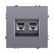 Розетка двойная Ethernet RJ45 Cat.6, серый Kollinger Eclipse EC-018GY