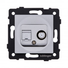 Розетка двойная спутниковая SAT + RJ45 Cat.6, серый Kollinger REA-022GY для Aspekt, Eleganz, Reflex