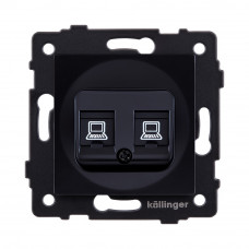 Розетка двойная Ethernet RJ45 Cat.5, черный Kollinger REA-015BK для Aspekt, Eleganz, Reflex