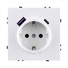 Розетка штепсельная SCHUKO 16A/250 В с USB A+C 20W, белый матовый Kollinger Eclipse EC-016WH