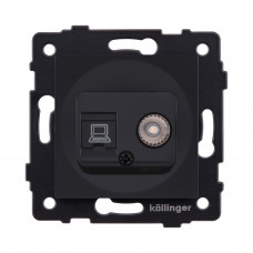 Розетка двойная TV (мама) + RJ45 Cat.6, черный матовый Kollinger REA-021BM для Aspekt, Eleganz, Reflex