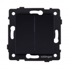 Выключатель 2-клавишный проходной 10А/250В, черный Kollinger REA-S-009BK для Aspekt, Eleganz, Reflex