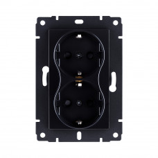 Розетка штепсельная SCHUKO двойная 16A/250 В, черный Kollinger REA-032BK для Aspekt, Eleganz, Reflex