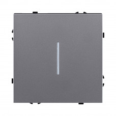 Выключатель 1-клавишный 10А/250В с LED подсветкой, серый Kollinger Eclipse EC-007GY