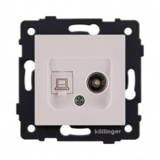 Розетка двойная TV (мама) + RJ45 Cat.6, кашемир матовый Kollinger REA-021CM для Aspekt, Eleganz, Reflex