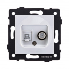 Розетка двойная спутниковая SAT + RJ45 Cat.6, белый Kollinger REA-022WH для Aspekt, Eleganz, Reflex