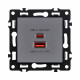 Розетка USB A+C 65W, серый Kollinger Asthetik AS-024GY