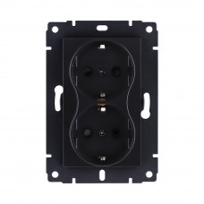 Розетка штепсельная SCHUKO двойная 16A/250 В, черный матовый Kollinger REA-032BM для Aspekt, Eleganz, Reflex