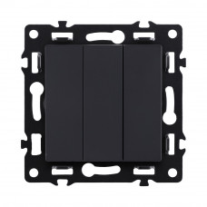 Трехклавишный выключатель 10А/250В Черный Kollinger Asthetik AS-710BK
