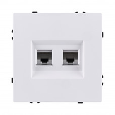 Розетка двойная Ethernet RJ45 Cat.6, белый глянцевый Kollinger Eclipse EC-018WG