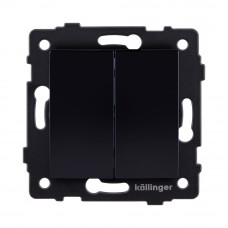 Выключатель 2-клавишный 10А/250В, изогнутый, черный Kollinger REA-R-007BK для Aspekt, Eleganz, Reflex