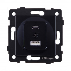 Розетка USB A+C 20W, черный Kollinger REA-037BK для Aspekt, Eleganz, Reflex