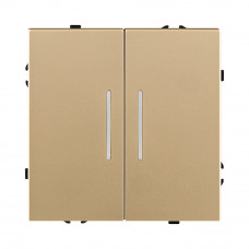 Выключатель 2-клавишный 10А/250В с LED подсветкой, золотой Kollinger Eclipse EC-010GD