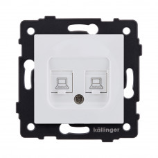 Розетка двойная Ethernet RJ45 Cat.6, белый матовый Kollinger REA-019WM для Aspekt, Eleganz, Reflex