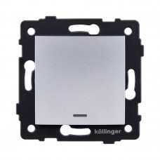 Выключатель 1-клавишный проходной 10А/250В с LED подсветкой, изогнутый, серый Kollinger REA-R-004GY для Aspekt, Eleganz, Reflex