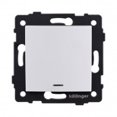 Выключатель 1-клавишный проходной 10А/250В с LED подсветкой, изогнутый, белый Kollinger REA-R-004WH для Aspekt, Eleganz, Reflex