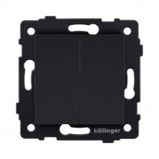 Выключатель 2-клавишный проходной 10А/250В, черный матовый Kollinger REA-S-009BM для Aspekt, Eleganz, Reflex