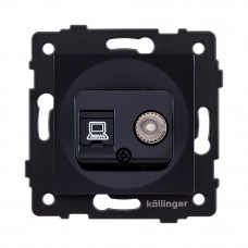 Розетка двойная TV (мама) + RJ45 Cat.6, черный Kollinger REA-012BK для Aspekt, Eleganz, Reflex