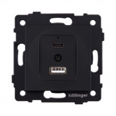 Розетка USB A+C 20W, черный матовый Kollinger REA-037BM для Aspekt, Eleganz, Reflex