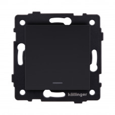Выключатель 1-клавишный проходной 10А/250В с LED подсветкой, черный матовый Kollinger REA-S-004BM для Aspekt, Eleganz, Reflex