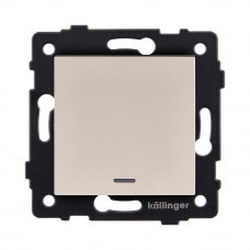 Выключатель кнопочный 1-клавишный 10А/250В с LED подсветкой, золотой Kollinger REA-S-013GD для Aspekt, Eleganz, Reflex