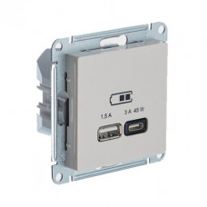 SE AtlasDesign Песочный Розетка USB A + тип-C 45Вт высокоскор.заряд. QC,PD, механизм