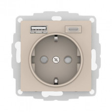 SE AtlasDesign Песочный Розетка 16А c 2 USB A+C, 5В/2,4А/3,0А, 2х5В/1,5А, механизм